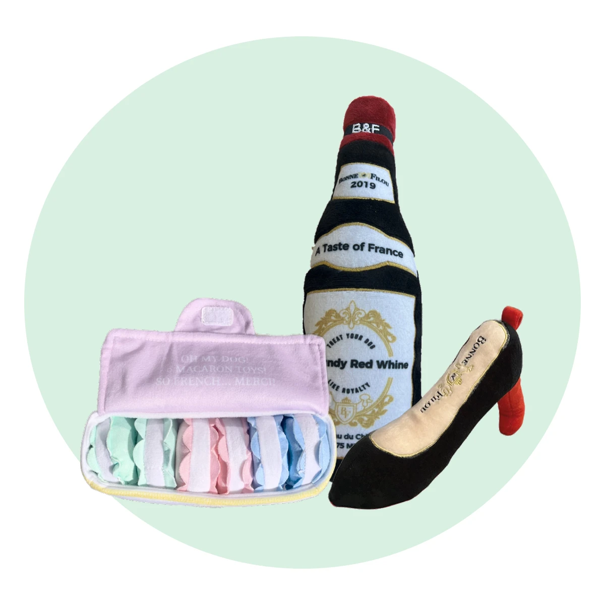 French Plush Squeaky Toy Gift Set