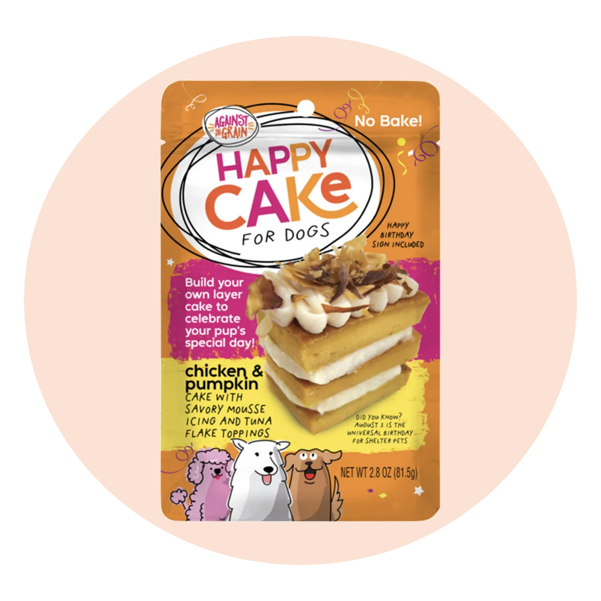 Against the Grain Happy Cake No Bake Layer Cake for Dogs