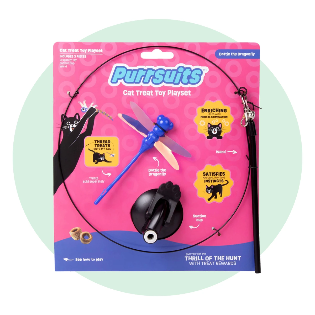 Giddy Kitty Purrsuits Dragonfly Tease Wand Cat Treat Toy Playset