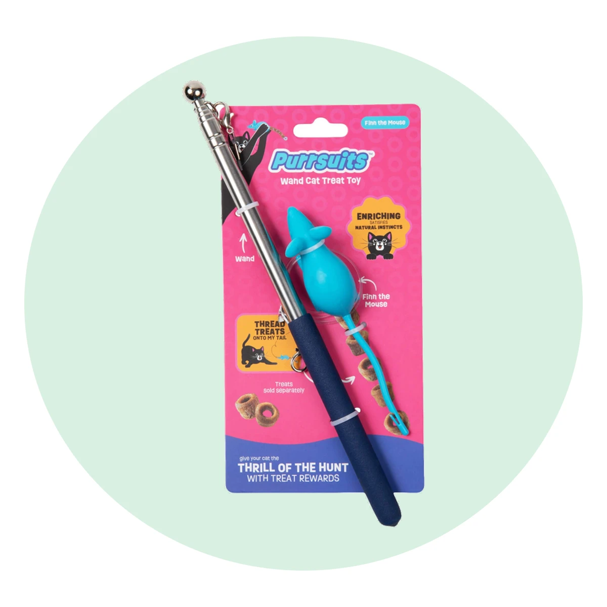 Giddy Kitty Purrsuits Mouse Wand Cat Treat Toy