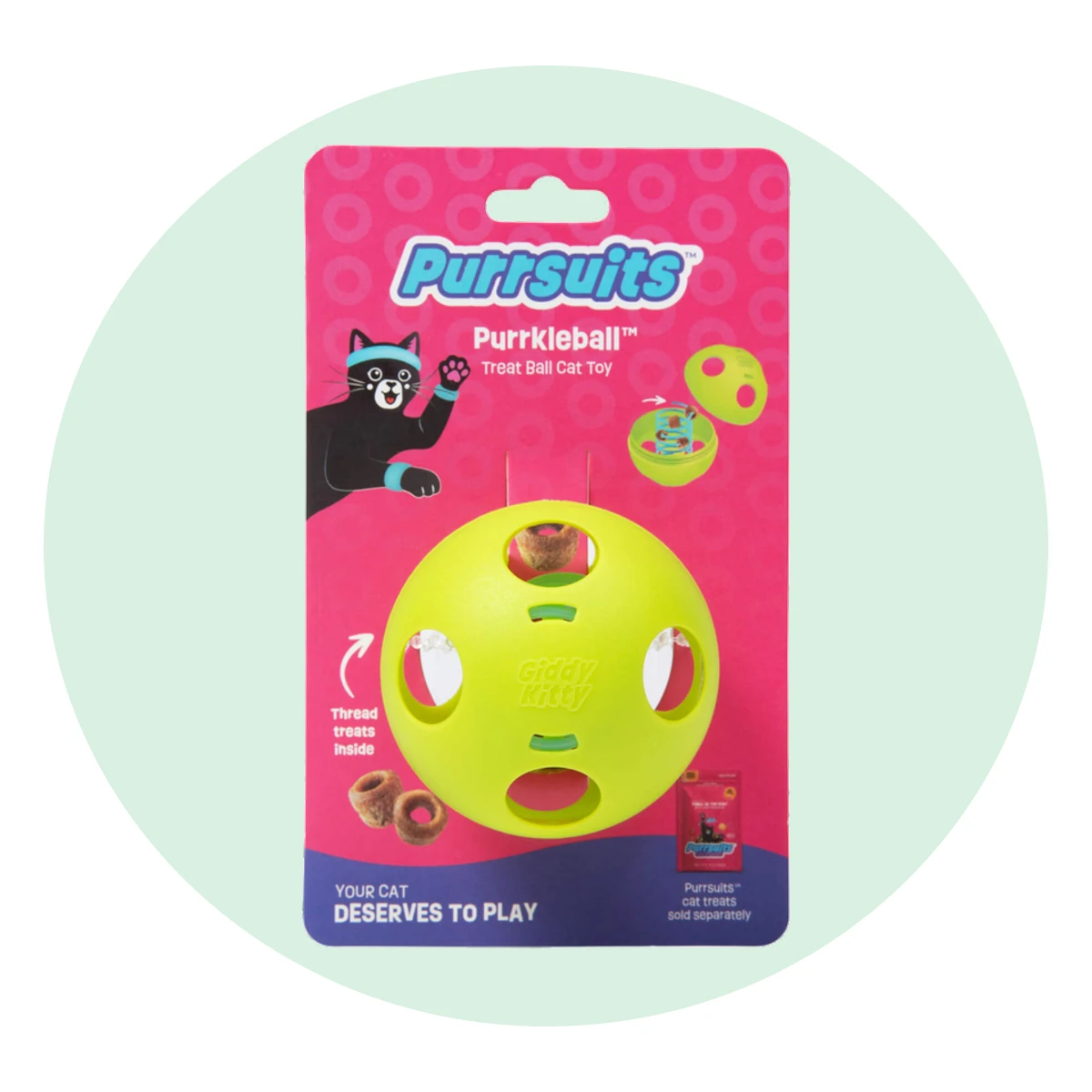 Giddy Kitty Purrsuits Purrkleball Treat Ball Cat Toy