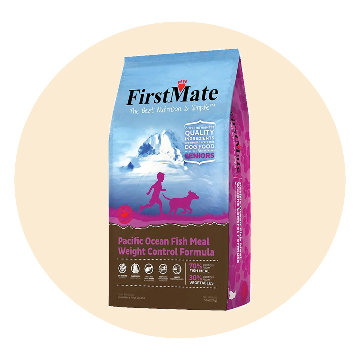 FirstMate Pacific Ocean Fish Meal Weight Control Formula Grain Free Dry Senior Dog Food