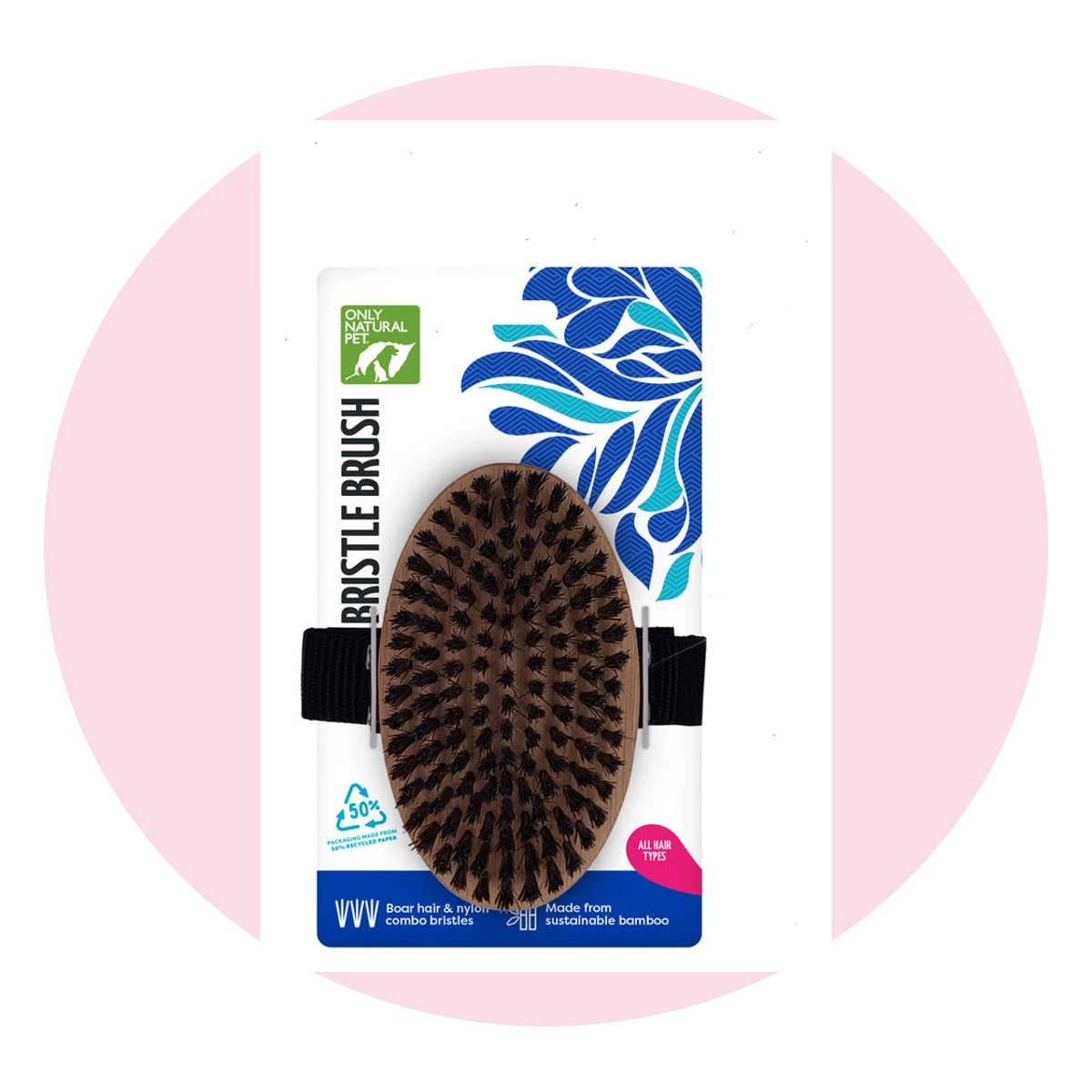 Only Natural Pet Bristle Brush with Bamboo Handle for Dogs