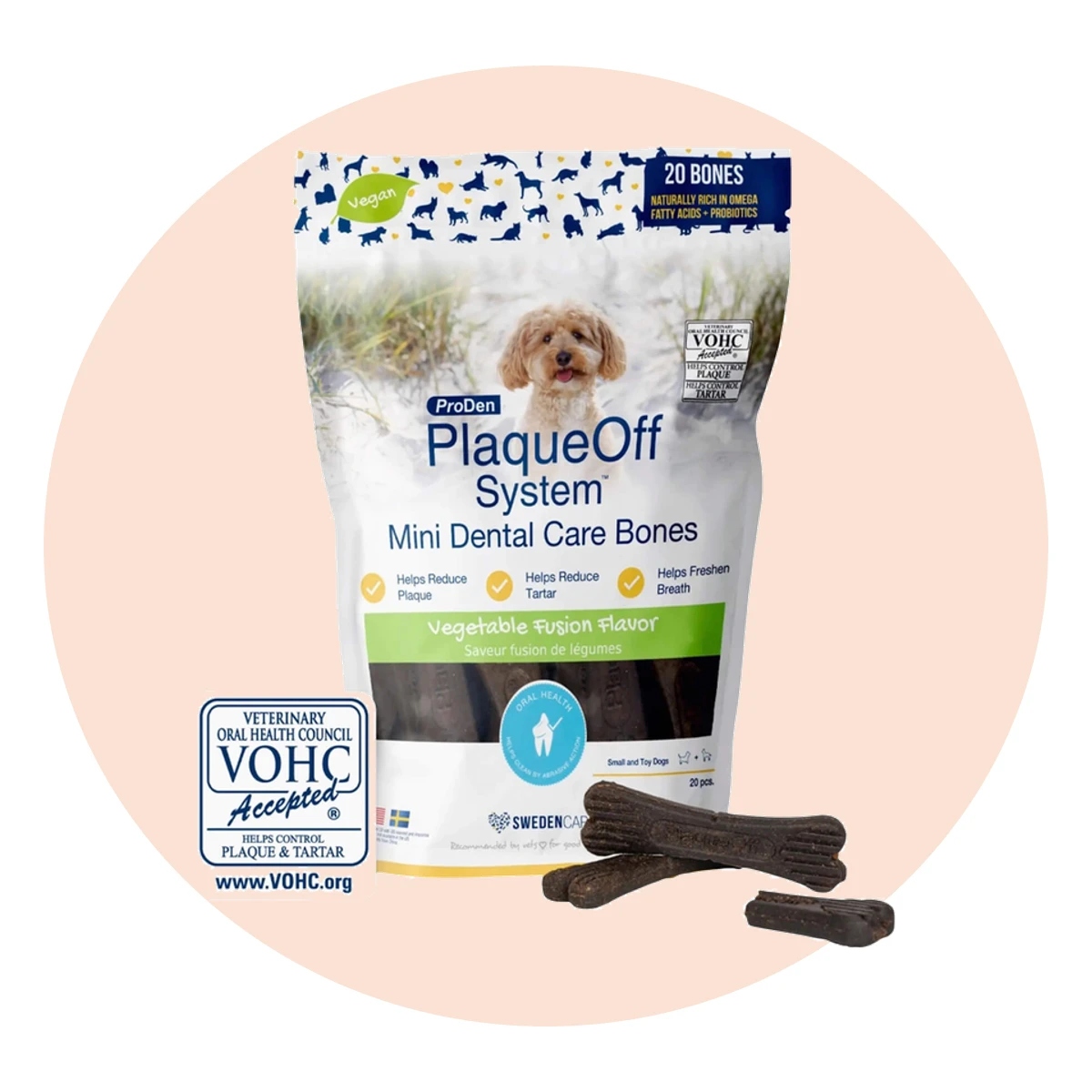 ProDen PlaqueOff Mini Dental Care Bones for Dogs