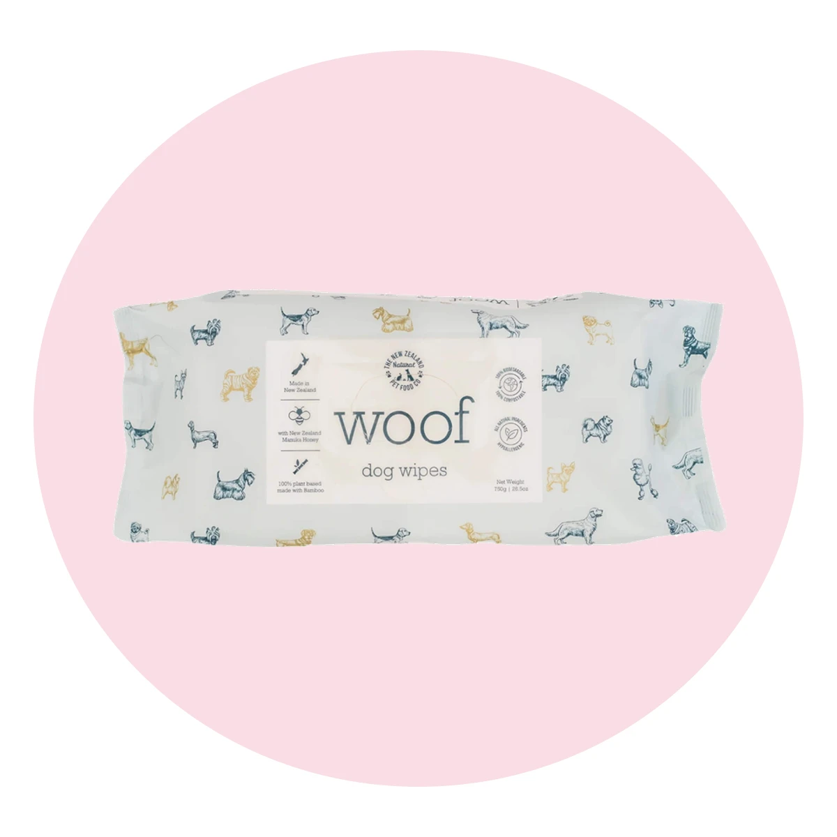 The New Zealand Natural Pet Food Co. WOOF Manuka Honey Wipes for Dogs